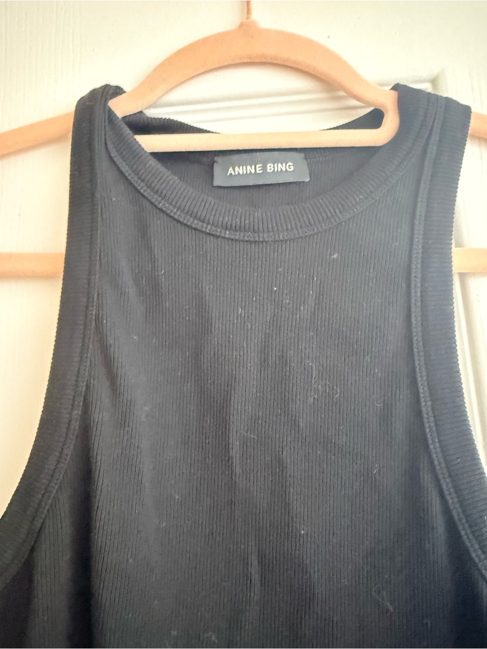 Anine Bing Black Ribbed Sleeveless Tank-m